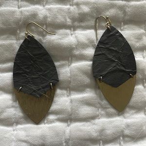 Silver leather with gold drop earrings